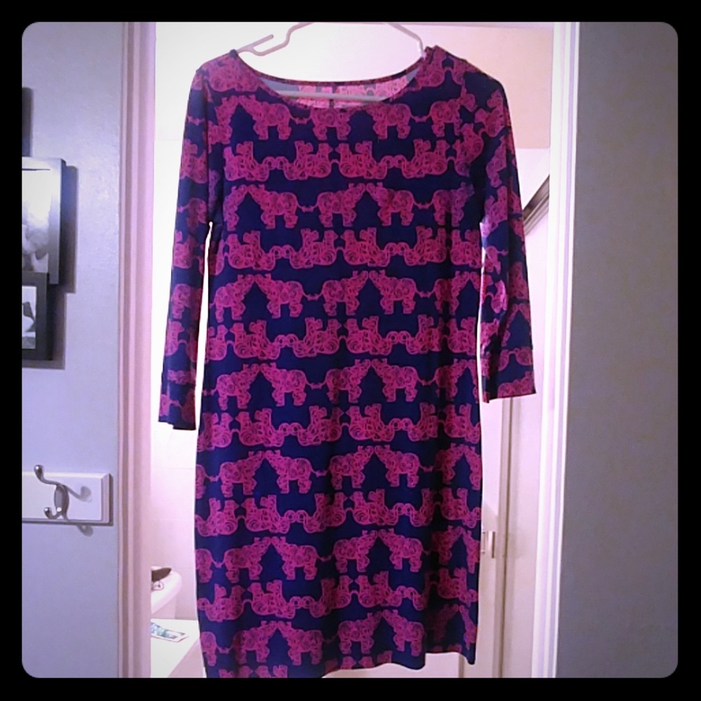 Blue and Pink elephant lilly dress
